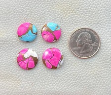 4 Pcs Natural Cotton Candy Kingman Turquoise Round Cabochon Gemstone 35 Ct F0 22