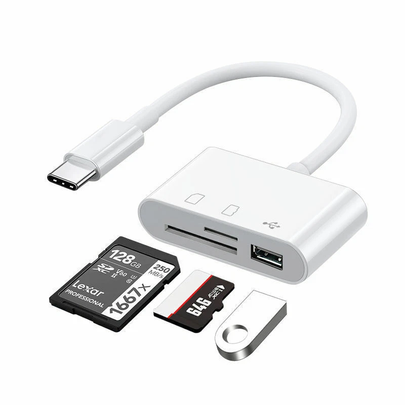 3 In 1 Micro Sd Card Usb 3.1 Type-c Card Reader To SD/TF/USB Hub Adapter For Mac - Image 2 of 4