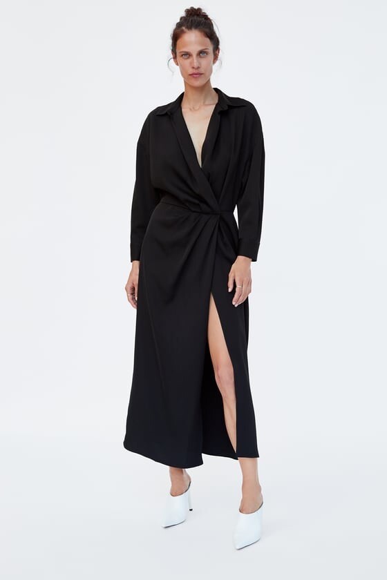 Zara AW18 Woman Studio Black Crossed Dress Size Ref 8209/670 NWT