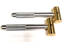 LOT OF TWO 8 OZ. BRASS HAMMERS * KNURLED 3/4"" ALUMINUM HANDLE*MADE IN USA*