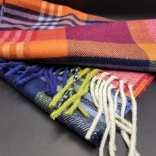 Italy Design ~ 20% Cashmere/80% Viscose Blend ~ Plaid 🧣Scarf🧣Super Soft ~ NWOT