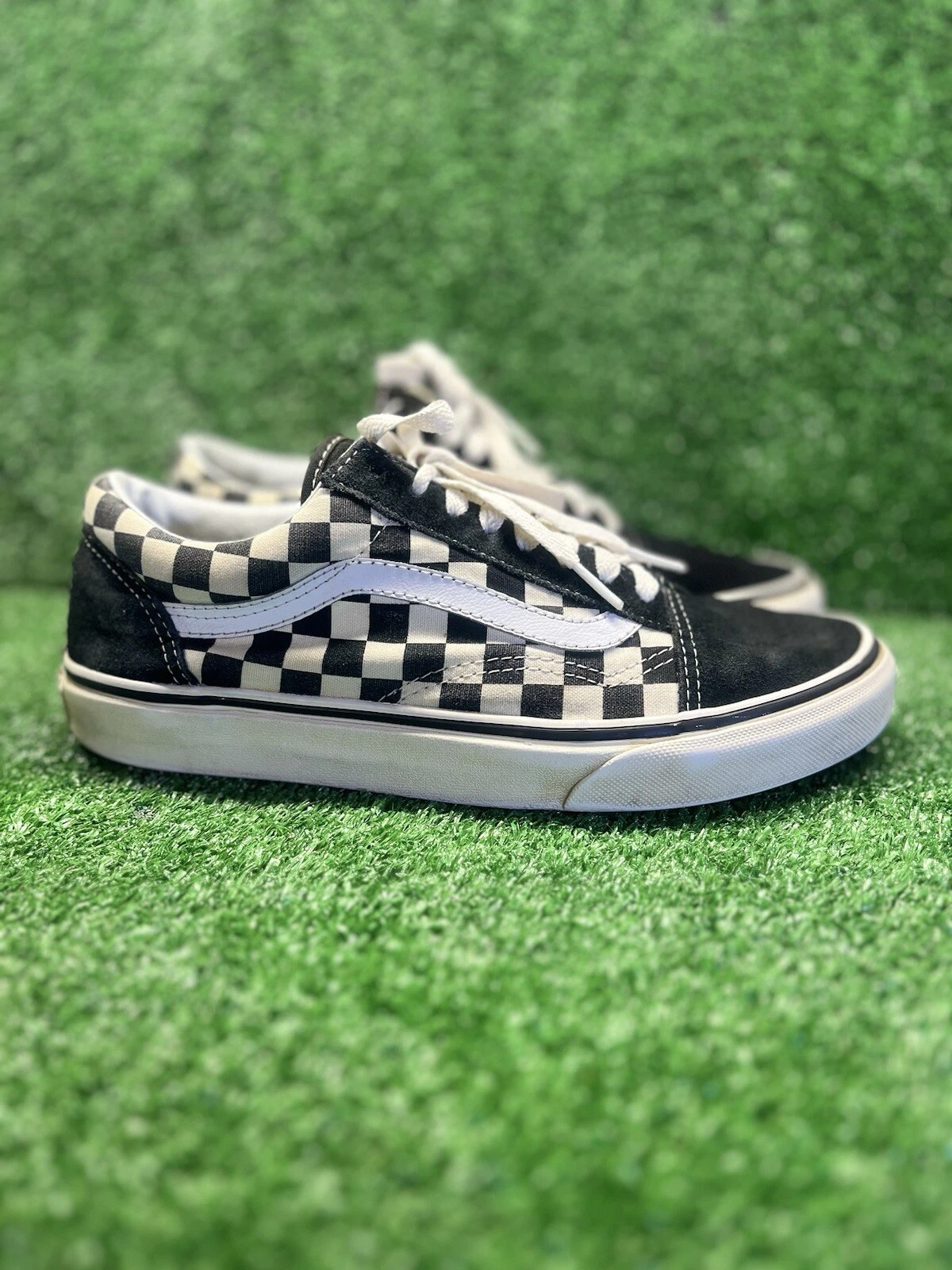 Scarpe da skate a scacchiera Vans Oldol Skoolbianche nere b tagl u 7 onna don
