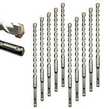 10 Pcs SDS Plus Rotary Hammer Drill Bit set 7/8"X12" Carbide-Tippde for Masonry