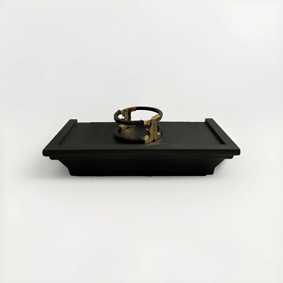 Tory Burch Gold Gemini Link Black Resin Hinge Wide Cuff Magnetic Bracelet $198 - Image 3 of 4