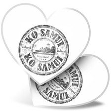 2 x Heart Stickers 15 cm - BW - Ko Samui Thailand Thai Travel #40366
