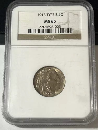 1913 5C Type 2 Buffalo Nickel ~ NGC MS65