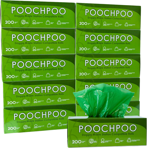 Case of 2000 Eco-Green Pet Waste Station 200 Bags on Roll (10 Rolls) - Bulk Dog