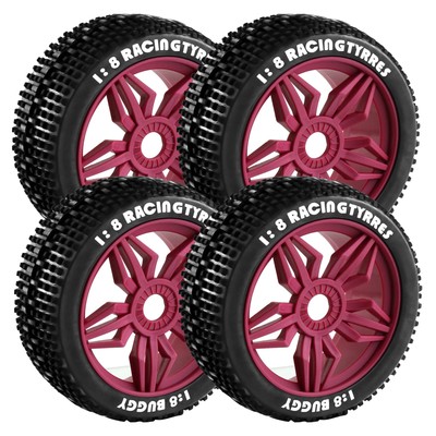 4* 17mm Hex Hub Wheel Rim Tires Tyres For HSP KYOSHO 1/8 Off-Road Buggy RC Car n