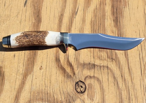 Hen & Rooster Bowie Hunter Knife 5-3/8 Blade Bone Handle HR-4800 w/JF Sheath EXC - Picture 7 of 21