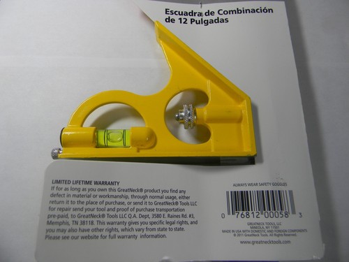 New Great Neck CS12C 12'' Combination Square Level and Scriber 12" - Picture 4 of 6