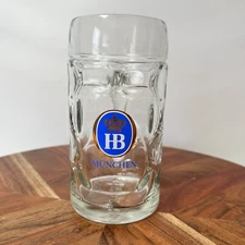 AUTHENTIC Hofbrauhaus 0.5 Liter Hofbrau HB Munchen Dimpled Beer Mug Glass Stein