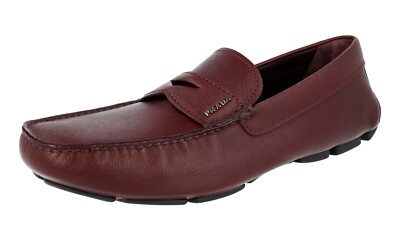 PRADA Saffiano Driving Loafer Slipper Schuhe - Bordeaux Granato NEU -  10,5 44,5