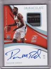 2017-18 Panini Immaculate Davon Reed Tag RPA RC Auto 2/3