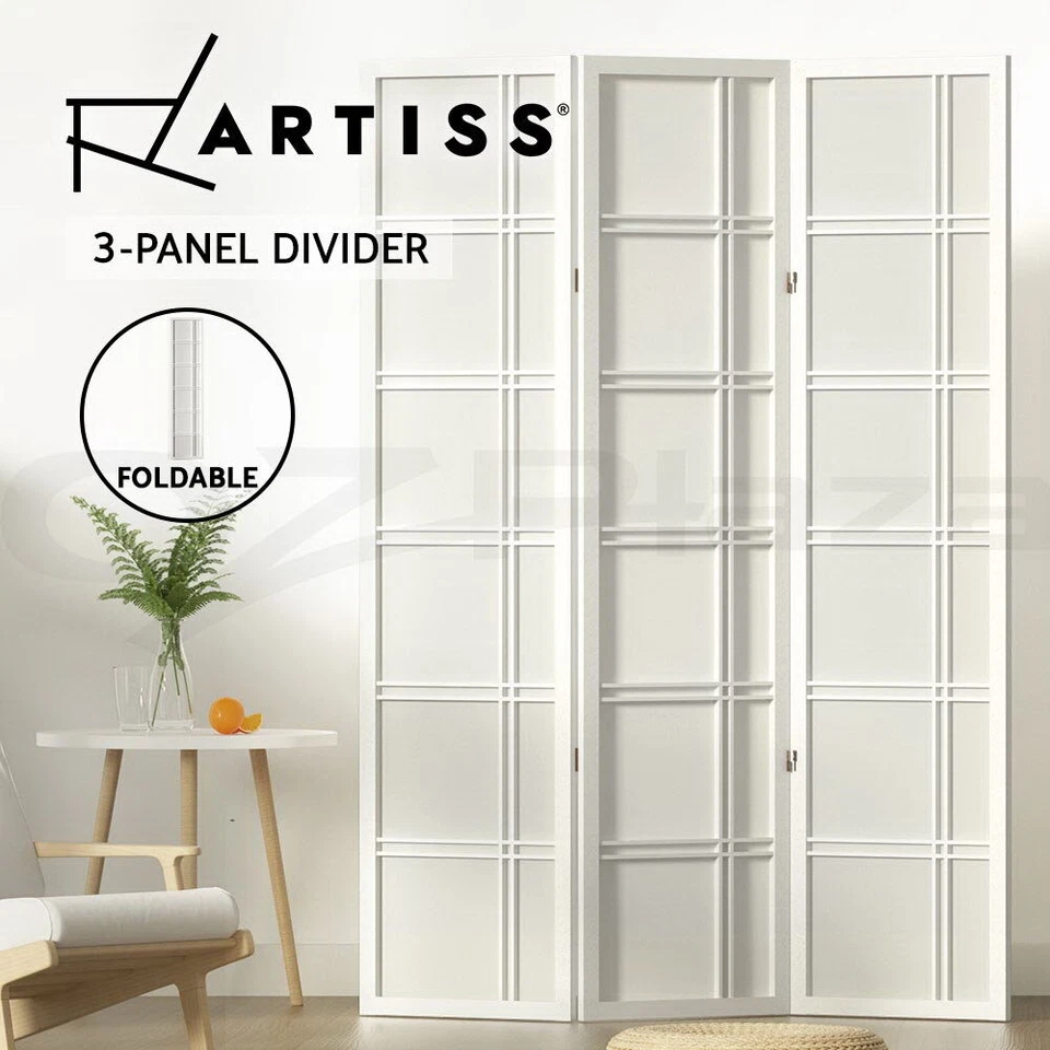 Artiss 3 Panel Room Divider Screen Partition Privacy Wood Stand Nova White