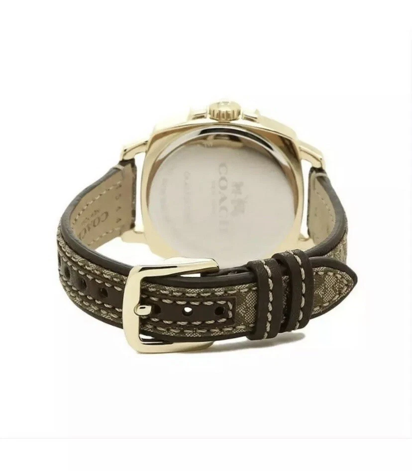 Nuovissimo orologio Coach Boyfriend donna cinturino pelle marrone quadrante oro 14503150