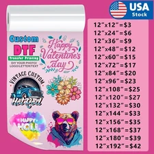 US DTF Bulk Gang Wholesale Full Color Custom DTF Transfer Heat Press Ready FILM