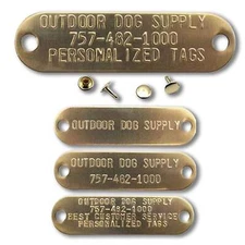 Custom 3/4" x 2 3/4" Raised Lettering Brass Dog Collar Name Tags