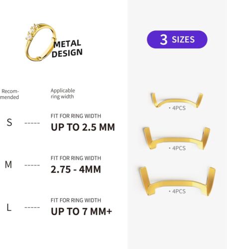 Filled Metal Ring Guard Set for Loose Rings,12 Pack 3 Sizes for Different Band W - Picture 2 of 11