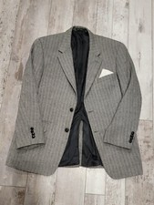 42R Men's Savile Row Blazer Gray Herringbone 100 Wool Sport Coat
