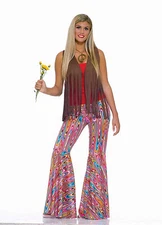 Adult Hippie Go Go 60s 70s Wild Swirl Bell Bottom Pants Costume