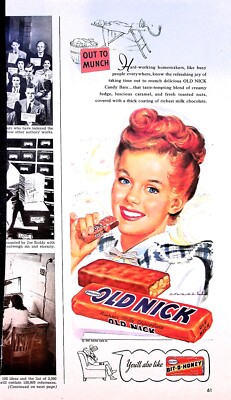 would you like a cigarette nick Original 1948 Old Nick Ad: Out to munch, homemaker, Bit-o-Honey