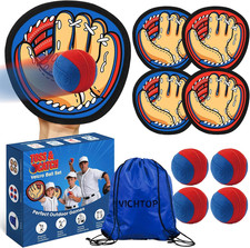 Toss and Catch Ball Game Set - 4 Paddle Sticky Kids Toddler Baseball Glove
