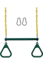 Jungle Gym Kingdom 18” Trapeze Swing Bar Rings 48” Heavy Duty Chain Swing Set.