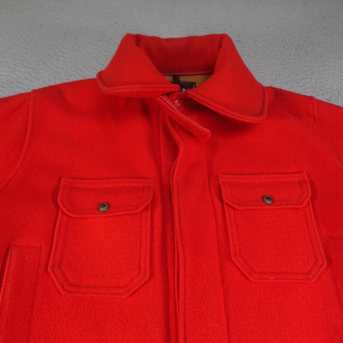 Vintage Woolrich Coat Mens 40 Red Wool Mackinaw Cruiser Cargo