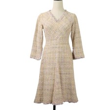04P CHANEL COCO Mark V-neck tweed one-piece dress P22994 Multicolor Women USED