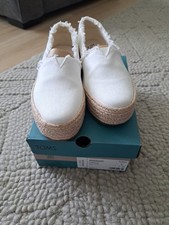 Toms Valencia White Women's Slip On Platform Espadrilles 10019820 Size 7m 