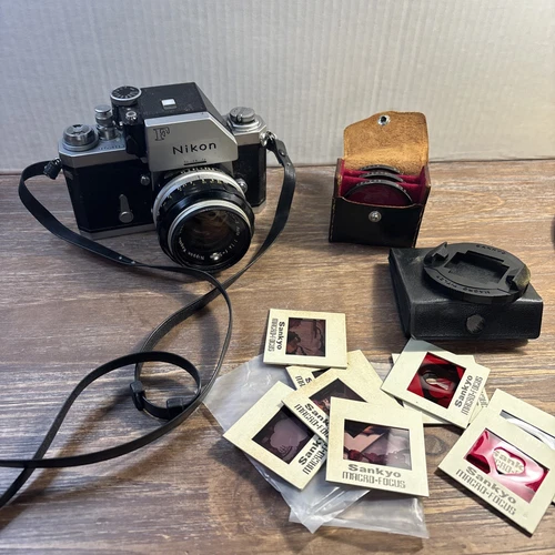 Beautiful Vintage Nikon F Photomic SLR Film Camera with 50mm Lens W/ Extras