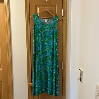 Key Lime Pie Tropical Leaf Print Sleeveless Two-Piece Dress Set Size s