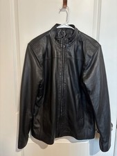 Men's Lightweight Black Leather Racer Jacket SIZE Medium GOOD CONDITION - 005873