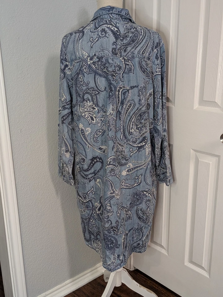 Chicos Paisley Túnica Camisa Vestido Mujer XL Talla 3 Botones Frente Artístico Boho Informal Foto 2 de 4
