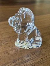 STEUBEN Signed Crystal Art Glass Hand-Cooler LION Figurine, Paperweight, 2 3/4"