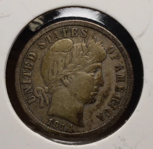 1914 P BARBER DIME .  90 SILVER FINE CONDITION