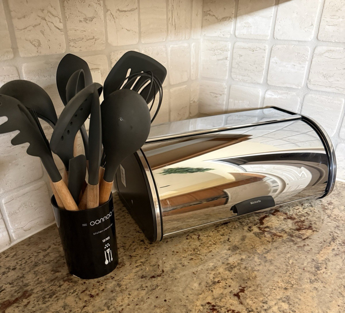Vintage Chrome Plated Stainless Steel Bread Box w/ Roll Top Lid