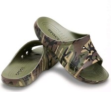 New Classic Crocs Printed Camo Slide Men's 5, Women's 7 Green/Multi