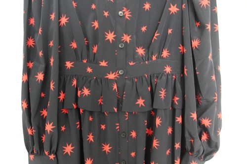 Topshop Black/Red Star Print Shirt Dress, Long Sleeves, Size Uk 6 - Picture 4 of 10