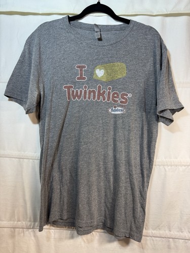 VTG Retro TWINKIE Hostess Cakes T-shirt Sz L Heather Gray 2010 Double Sided Tee