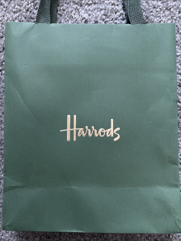 Harrods Of London Paper Shopping Bag Gift Bag 8 1/2" x 7" x 3"
