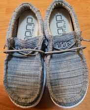 Hey Dude WALLY YOUTH Stone Linen Round Toe Slip On Shoes Youth K 11/30 DISPLAY