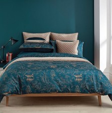 NEW Christy Japanese Maple King Size Duvet Cover Set Teal & Gold
