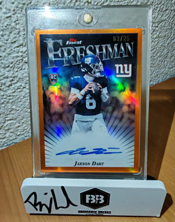 Jaxson Dart Topps Finest Freshman Rookie RC Auto On Card orange /25