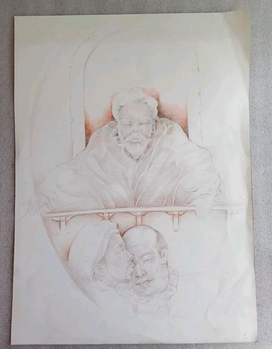 UNKNOWN ORIGINAL BOOK ILLUSTRATION ART PENCIL MICAWBER FINE BLACK AMERICANA - Picture 9 of 12