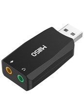 USB to 3.5mm Audio Jack Adapter - Portable Sound Card for PC, Recording,