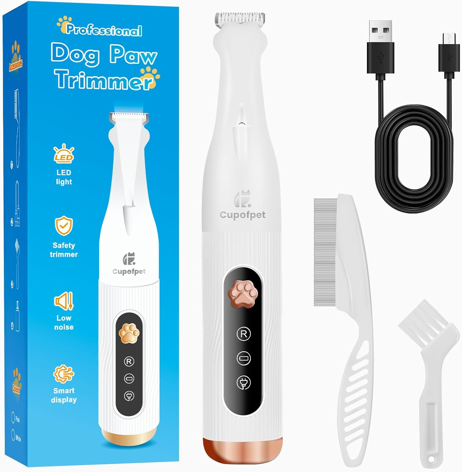 Dog Paw Trimmer for Precision Shaver, Cordless Small Pet Paw