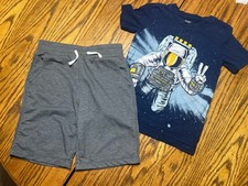 Carters/32 Cool 2pc Boys Summer Astronaut Tshirt And Shorts Sz 7-7/8 M0025