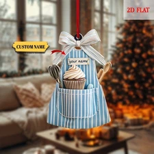 Personalized Baking Apron Ornament FLAT 2D Chef Cupcake Christmas Tree Decor