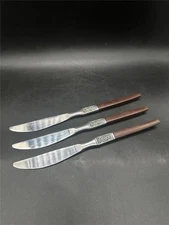 Ekco Eterna La Joya VTG Set 3 Knives Stainless Steel Faux Wood Flatware